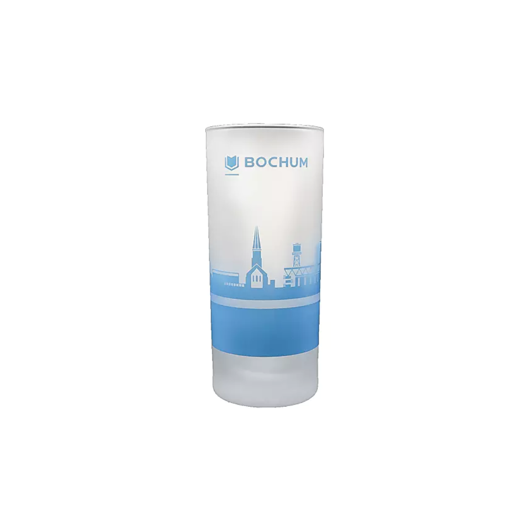 Skyline Bochum Trinkglas, cyanblau